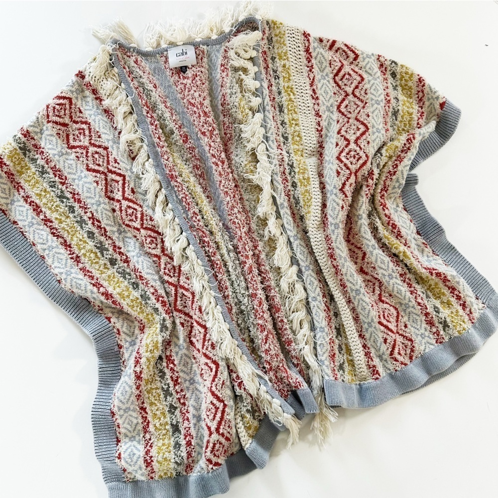 Cabi Womens XS Small Siesta Fringe Boho Poncho Cardigan Sweater 5001